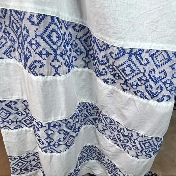 Ampersand Heart Women’s Small Cream Blue Long Sleeve Embroidered Dress - Picture 8 of 15